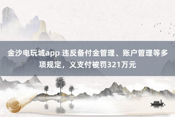 金沙電玩城app 違反備付金管理、賬戶管理等多項規(guī)定,義支付被罰321萬元