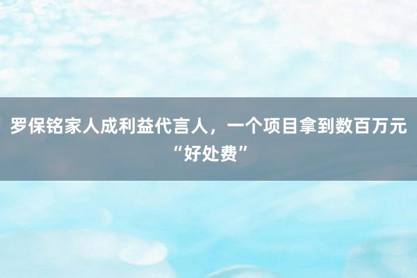 羅保銘家人成利益代言人，一個(gè)項(xiàng)目拿到數(shù)百萬(wàn)元“好處費(fèi)”
