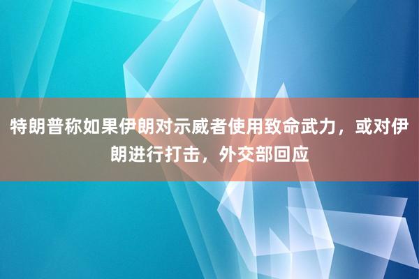 特朗普稱如果伊朗對示威者使用致命武力,或對伊朗進行打擊,外交部回應